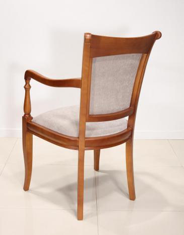 Sillón Pauline de estilo Louis Philippe fabricada en Cerezo tejido Elastron Boston Gris claro