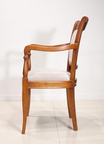 Sillón Pauline de estilo Louis Philippe fabricada en Cerezo tejido Elastron Boston Gris claro