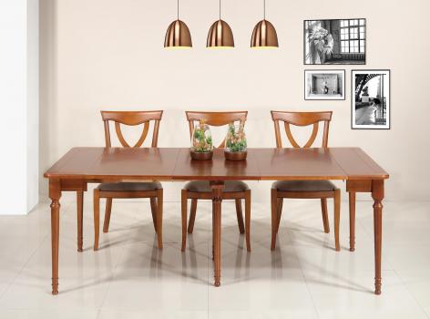 Consola o mesa extensible Catherine fabricada en madera de cerezo macizo al estilo Louis Philippe.