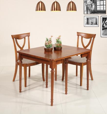 Consola o mesa extensible Catherine fabricada en madera de cerezo macizo al estilo Louis Philippe.