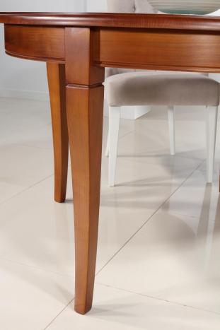 Mesa de comedor redonda Camille fabricada en madera de cerezo macizo al estilo Louis Philippe DIAM.120 + 2 extensiones de 40 cm 