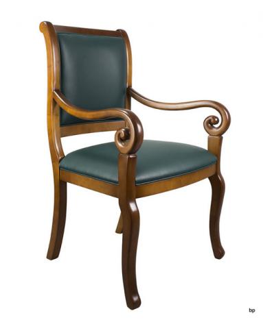 Sillón Crosse fabricado en madera macizo de Cerezo estilo Louis Philippe  Moleskine Verde English