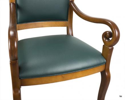 Sillón Crosse fabricado en madera macizo de Cerezo estilo Louis Philippe  Moleskine Verde English