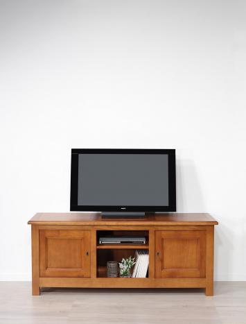 Mueble de TV Amaury fabricado en madera de roble macizo al estilo campestre.