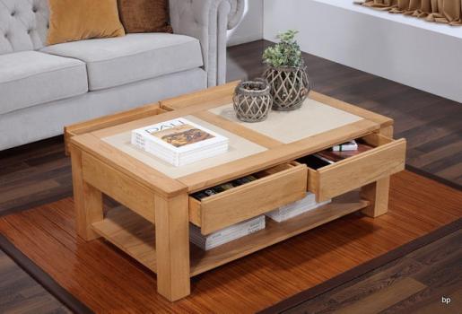 Mesa de centro con cubierta de cerámica fabricada en madera de Roble macizo estilo Contemporáneo 