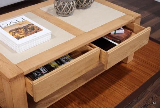 Mesa de centro con cubierta de cerámica fabricada en madera de Roble macizo estilo Contemporáneo 