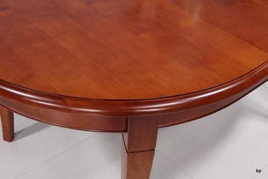 Mesa de comedor ovalada Estrella fabricada en madera maciza de cerezo al estilo Louis Philippe 160x100 + 2 extensiones de 40 cm
