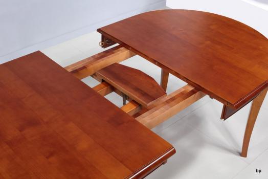 Mesa de comedor ovalada Estrella fabricada en madera maciza de cerezo al estilo Louis Philippe 160x100 + 2 extensiones de 40 cm