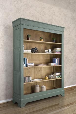Estantería librería Thiago fabricada en madera maciza de roble al estilo Louis Philippe