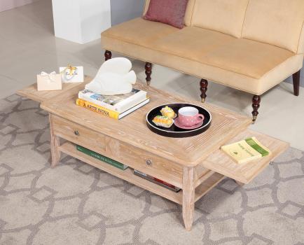 Mesa de centro Clemente fabricada en madera de roble  macizo al estilo Louis Philippe 