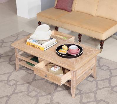 Mesa de centro Clemente fabricada en madera de roble  macizo al estilo Louis Philippe 