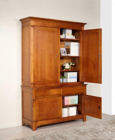 Maude 2-piece 2-door Directoire-style solid cherrywood cabinet