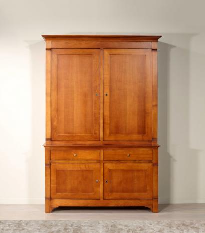 Vitrina Maude de 2 puertas estilo Directoire en madera maciza de cerezo