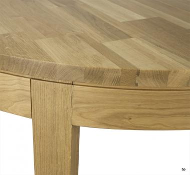 Mesa de comedor redonda Dado, fabricada en madera de roble macizo estilo Contemporáneo diámetro 120cm acabado natural