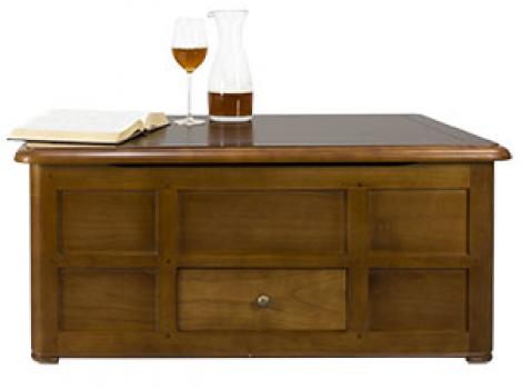 Mesa de Centro con Bar Paulino fabricada en madera de Cerezo macizo al estilo Louis Philippe