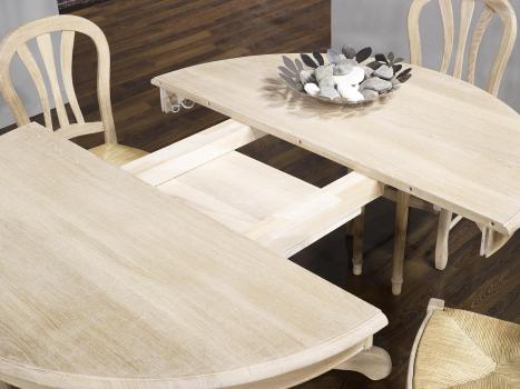 Mesa de comedor redonda Maude de pata central fabricado en madera de roble macizo de estilo Louis Philipe 