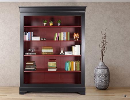 Estantería librería Emma fabricada en madera de cerezo macizo al estilo Louis Philippe