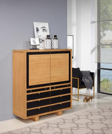 Aparador comedor de 4 puertas y 2 cajones fabricado en madera de roble macizo en estilo Contemporáneo Vintage.