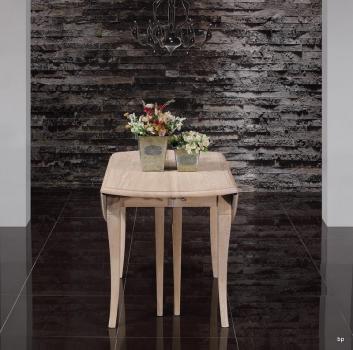 Mesa de comedor redonda diámetro 110 cm fabricada en madera de Roble macizo al estilo Provenzal + 7 extensiones de 40cm