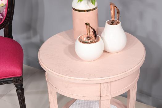 Mesa auxiliar redonda Pierre-Louis fabricada en madera de roble macizo en estilo Directoire  