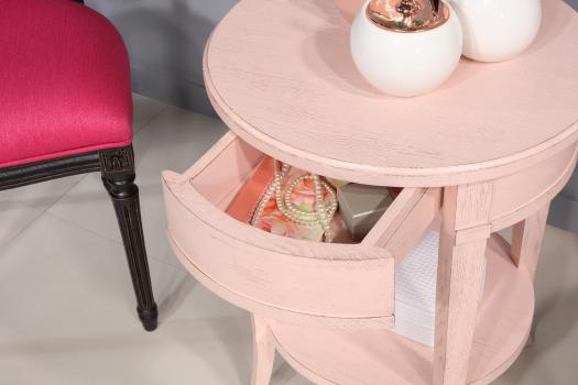 Mesa auxiliar redonda Pierre-Louis fabricada en madera de roble macizo en estilo Directoire  