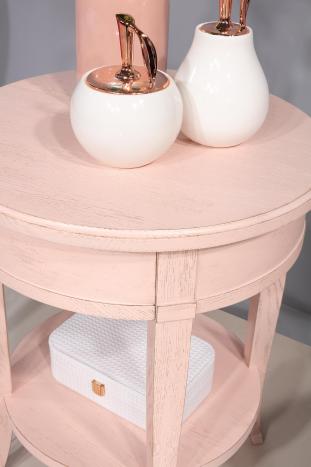 Mesa auxiliar redonda Pierre-Louis fabricada en madera de roble macizo en estilo Directoire  