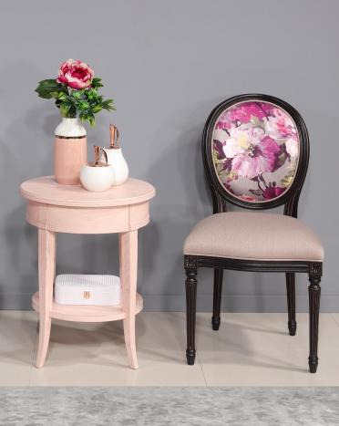 Mesa auxiliar redonda Pierre-Louis fabricada en madera de roble macizo en estilo Directoire  