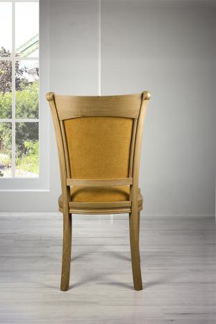 Silla Benjamin fabricada en madera de Roble macizo estilo Louis Philippe tejido mostaza