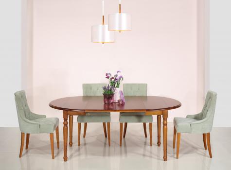 Mesa redonda Florencia de madera maciza de cerezo de estilo Louis Philippe diámetro 110 cm SOLO 1 DISPONIBLE