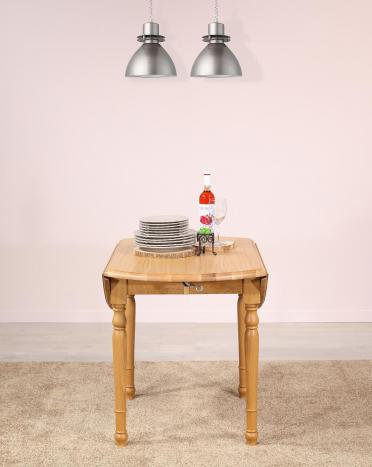 Mesa de comedor redonda con extensiones, de 105 cm de diámetro, fabricada en madera de roble macizo al estilo Louis Philippe,