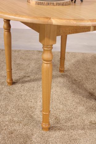 Mesa de comedor redonda con extensiones, de 105 cm de diámetro, fabricada en madera de roble macizo al estilo Louis Philippe,