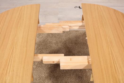 Mesa de comedor redonda con extensiones, de 105 cm de diámetro, fabricada en madera de roble macizo al estilo Louis Philippe,