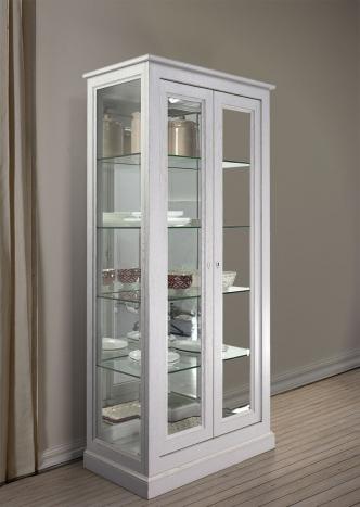 Armario vitrina Alex de 2 puertas fabricado en madera de Roble macizo al estilo Louis Philippe