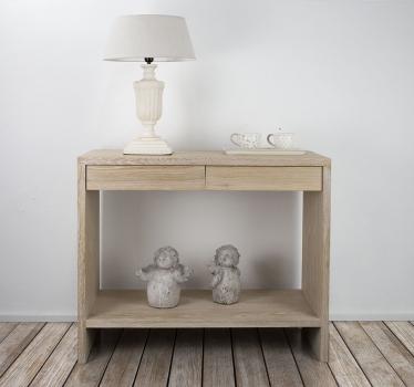 Consola Frederico de 2 cajones fabricada en madera de roble macizo estilo contemporáneo 