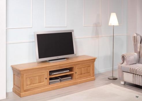 Mueble TV Alexandre fabricado en madera de Roble macizo al estilo Louis Philippe