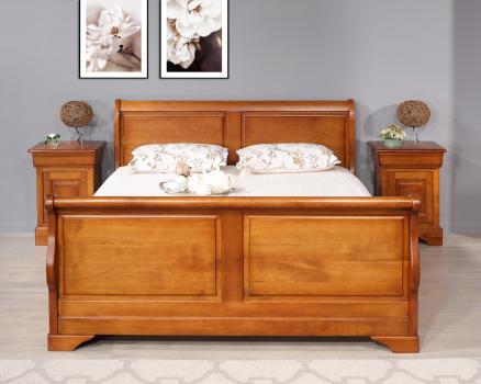 Cama Bateau Nicolas 180X200 fabricada en madera maciza de cerezo estilo Louis Philippe 