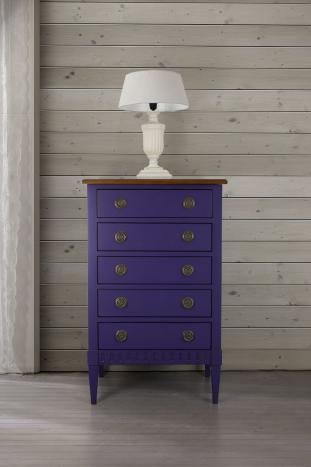 Cómoda Anne con 5 cajones fabricada en madera de cerezo macizo estilo Directoire