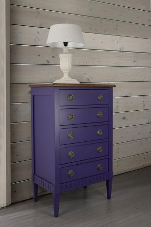 Cómoda Anne con 5 cajones fabricada en madera de cerezo macizo estilo Directoire