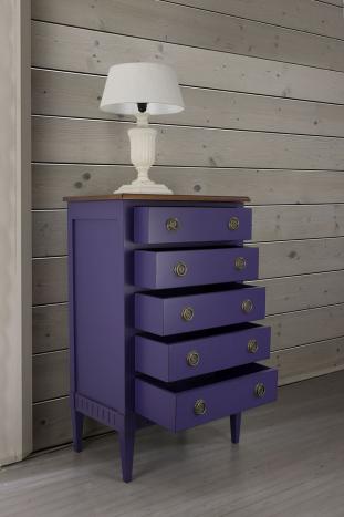 Cómoda Anne con 5 cajones fabricada en madera de cerezo macizo estilo Directoire