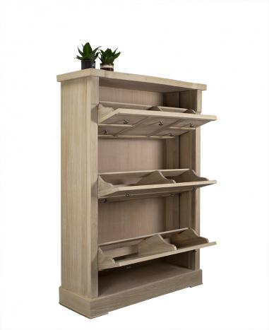 Mueble zapatero fabricado en madera de  Roble  al estilo Louis Philippe