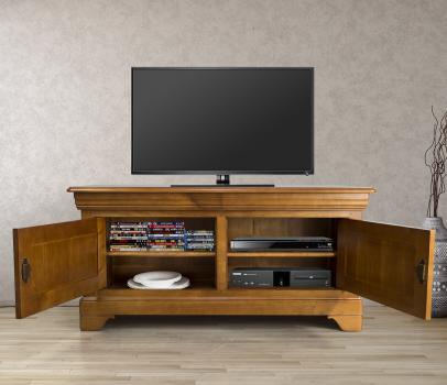 Mueble de TV 16/9 Aline fabricado en madera de Cerezo macizo al estilo Louis Philippe