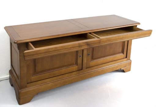 Mueble de TV 16/9 Aline fabricado en madera de Cerezo macizo al estilo Louis Philippe