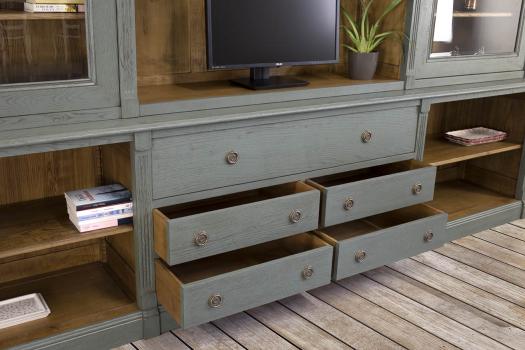 Biblioteca Sylvain de 2 cuerpos fabricada en madera de roble macizo en estilo Directoire Acabado Verde Rodal