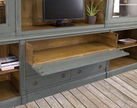 Biblioteca Sylvain de 2 cuerpos fabricada en madera de roble macizo en estilo Directoire Acabado Verde Rodal