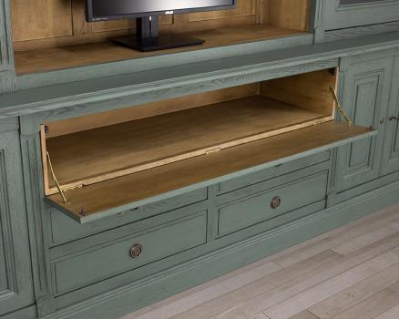 Biblioteca Miguel 2 cuerpos fabricada en madera roble macizo estilo Directoire Acabado Verde Rodal
