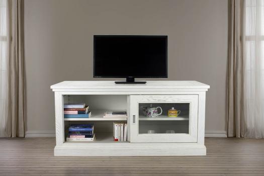 Mueble TV Alex fabricado en madera de roble macizo estilo Directoire puertas correderas 