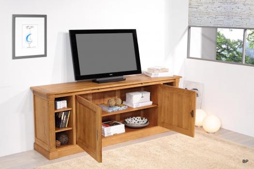 Mueble de TV Bastien fabricado en madera de Roble macizo de estilo Directoire 
