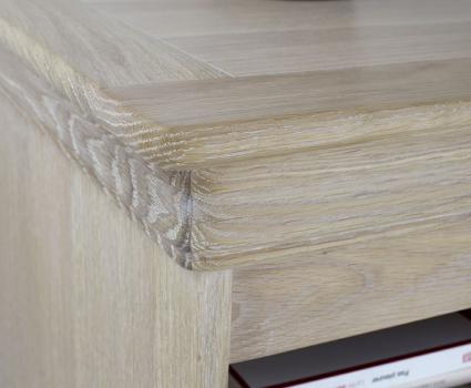 Estantería librería de cortina fabricada en madera de roble macizo al estilo Louis Philippe cepillado blanqueado