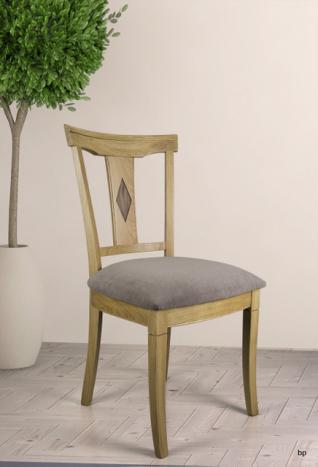 Silla Arthur fabricada en madera de  Roble macizo estilo Louis Philippe Asiento tela aldecco