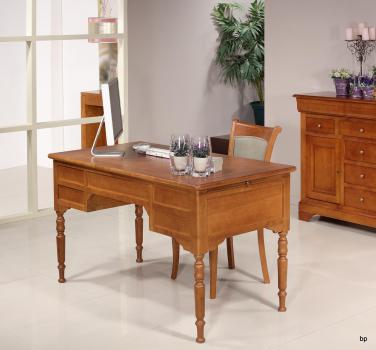 Escritorio HUGO con 5 cajones fabricado en madera de roble macizo al estilo Louis Philippe acabado roble medio